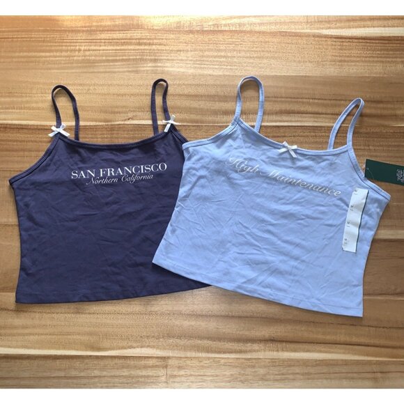Wild Fable 2-Pack Junior Teens Graphic Camisoles Spaghetti Straps Size Medium - Picture 2 of 11